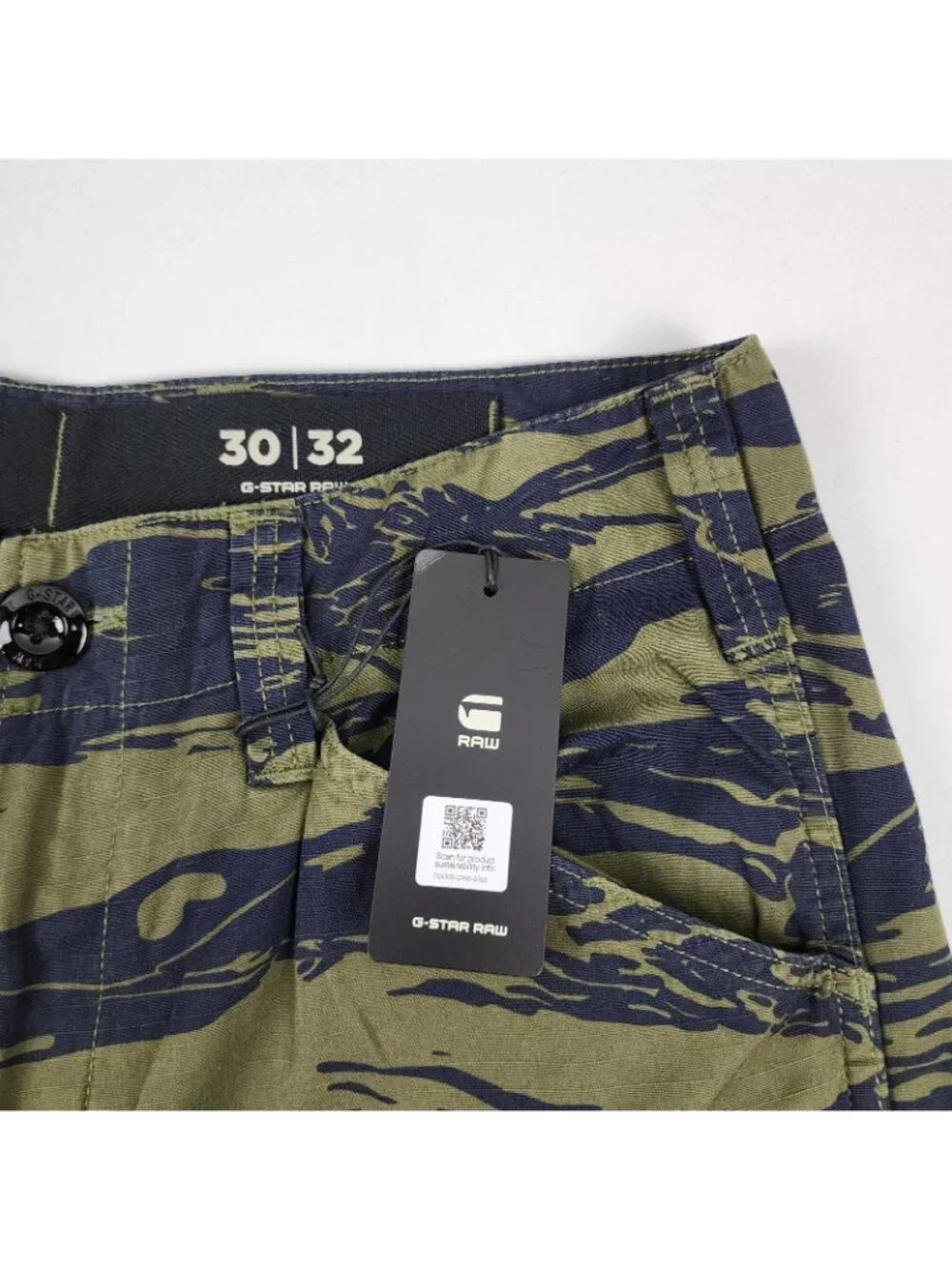 G Star RAW Pants Mens 30x32 Tiger Camo 3D Tapered Cargo 2.0 Vintage Ripstop NWT